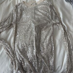 Free People Silver Sequin Top